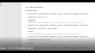 Java - Lesson #27 - CH. 4 Practice Quiz