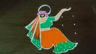 sankaranti girl with pongal pot kolam with dots/ pongal rangoli/sankaranti mugglu @NSchannelrangoli