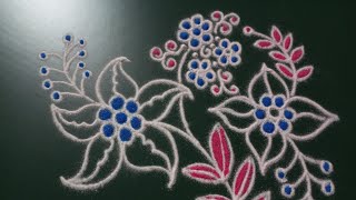 Creative freehand flower rangoli design 🌹 latest small rangoli 🌹#rangolicolourful #rangoli #muggulu