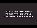 SQL : Dynamic pivot table with multiple columns in sql server