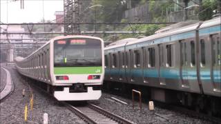 E233系1000番台山手線試運転（S119）西日暮里入線＊見事な被り