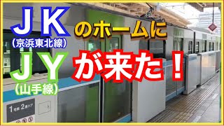 【これはすごい‼️】JK（京浜東北線）のホームになぜかJY（山手線）が来ました‼️