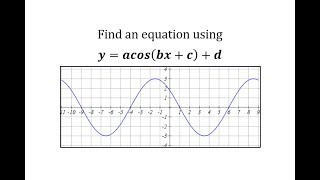 Find an Equation of a Transformed Cosine Function: y=acos(bx+c)+d