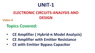 Common Emitter Amplifier - Hybrid-pi analysis Analysis | ECAD | Unit-1-4