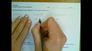 Lesson 2 Unit 2 Function Notation Practice #1-3