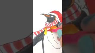 Penguin drawing for Christmas - #festive  #christmas #art #speeddrawing  #cutebirds