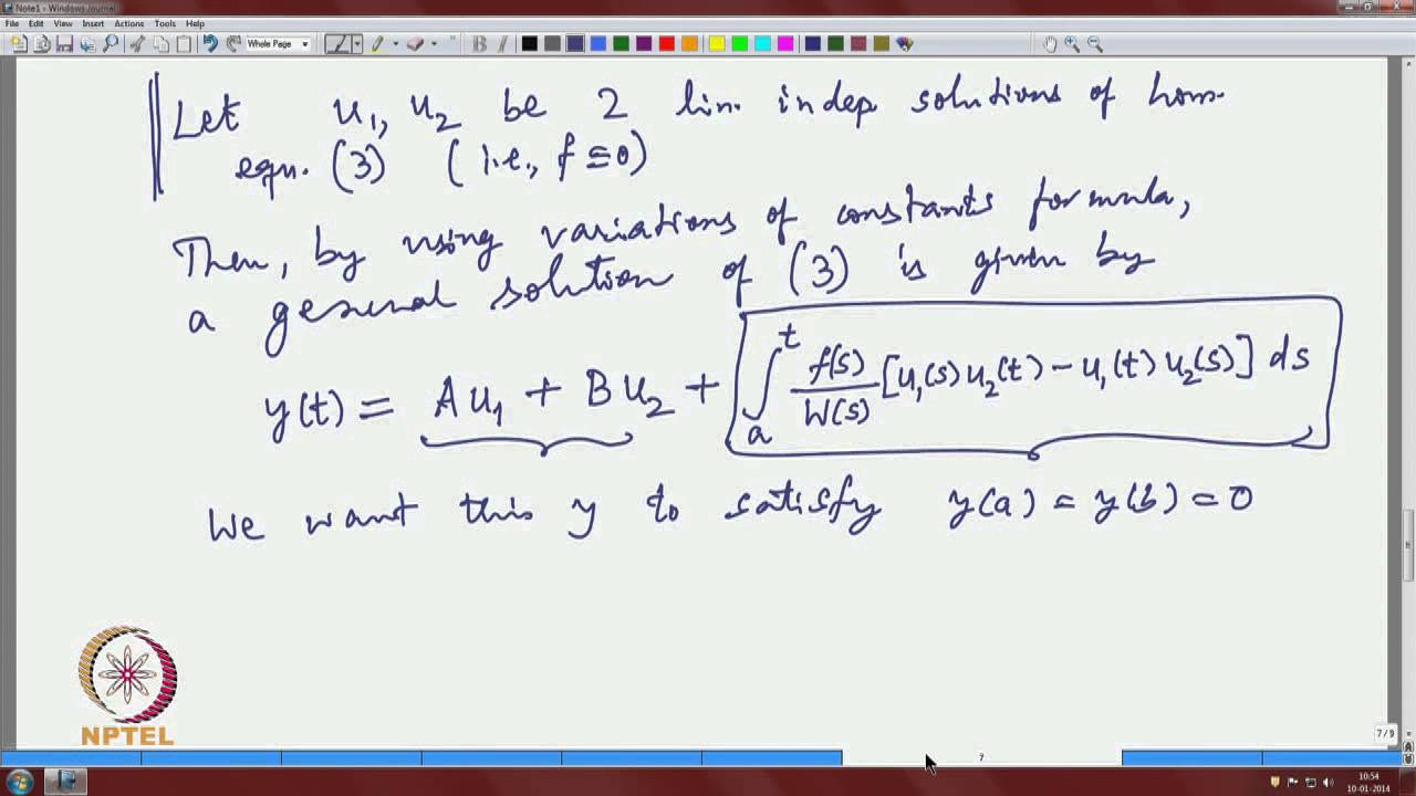 Mod-07 Lec-38 Linear Second Order Equations - YouTube