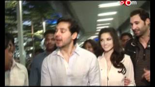 Dino Morea receives Sunny Leone at the airport