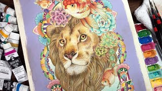 【アクリルガッシュ】ライオンの色塗りメイキング：Painting of lion