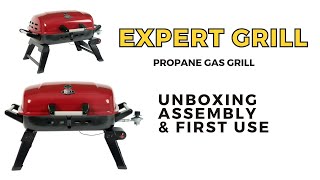 Red Expert Grill 20” Portable Table Top Propane Gas Grill: Unboxing, Assembly, \u0026 First Use Guide