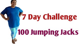 100 Jumping Jacks 7 Day Challenge [Cardio + Burn Calories + Lose Weight]#day1