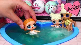 Abrimos sorpresas en piscina de muñecas l.o.l. | Andre jugando con la casita de muñecas LOL Surprise