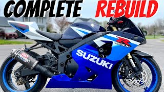 GSXR COMPLETE TIME LAPSE REBUILD | 2004 SUZUKI GSXR 750 | START TO FINISH