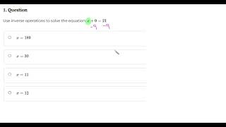 Manipulating Equations Inverse Operations Basic #1