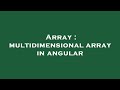 Array : multidimensional array in angular