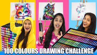 100 COLOURS DRAWING CHALLENGE 🤩 | വാശിയേറിയ മത്സരം 🔥 | PULLOTHI