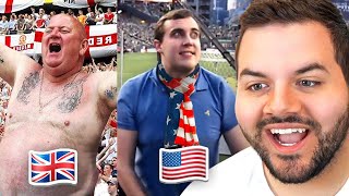 American Reacts to UK vs US Football Chants!
