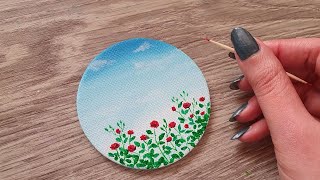 Mini Rose Garden Painting | Toothpick Painting Technique | Oddly Satisfying Mini Canvas Painting