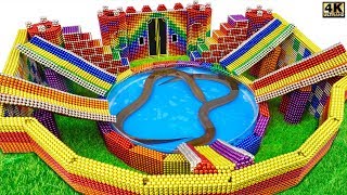Build Secret Underground House And Water Slide Around Swimming Pool From Magnetic Balls (Satisfying)
