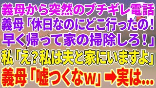 【スカッと】義母から突然ブチギレ電話。義母「休日なのにどこ行ったの！早く帰って家の掃除しろ！」→私「え？私は夫と家に居ますよ？」