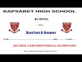 Kapsabet high school | business studies paper 1| 565/1 | business studies  paper 1 topical questions