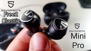 SoundPeats Mini Pro Vs SoundPeats Free2 classic comparison review!👀