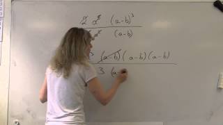 Simplify 2a^5.(a-b)^3/(6a^2.(a-b)) algebra rocks