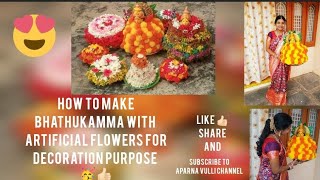 How To Make Bathukamma With Artificial Flowers for Decoration Purpose ✨🥳