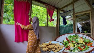 suasana hujan, bersih bersih rumah keluarga oyen, lanjut masak tumis kecipir orak arik telur