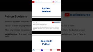 Python Boolean | Boolean In Python #python