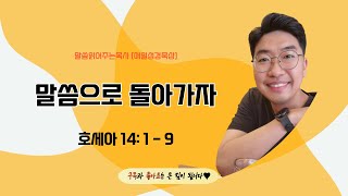 매일성경[호세아 14장 1-9절] / 매일성경묵상 / 메시지성경 / 김기웅목사