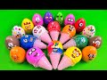 Rainbow Eggs: Digging Numberblocks with CLAY in Ice Cream Coloring! Satisfying ASMR Videos