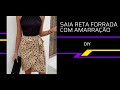 ✅️ Saia reta com amarração e forrada, modelagem passo a passo para iniciantes. diy