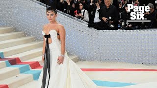 Florence Pugh debuts shaved head on Met Gala 2023 red carpet | Page Six Celebrity News