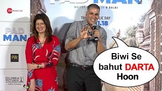 Akshay Kumar Makes FUN Of wife Twinkle Khanna In Public At Padman Promotions