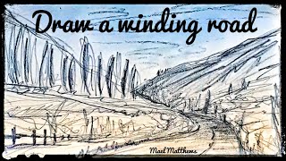 Drawing at home. How to draw a winding road #Art #Howtodraw