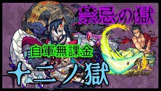 【モンスト】禁忌の獄・十二ノ獄・自軍無課金編成で攻略