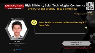 Su Zhou, Huasun: Mass Production Status and Future Trend of HJT Solar Cells