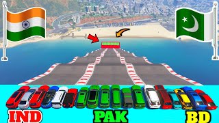 GTA 5 INDIA VS PAKISTAN VS BANGLADESH CARS BUMP JUMPING CHALLENGE - Gta 5 Gamepl