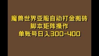 魔兽世界亚服自动打金搬砖，脚本矩阵操作，单账号日入300-40001 项目原理 ev 1 ev