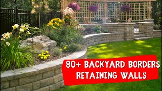 Backyard border 🍀 landscaping ideas 🍀 diy front yards design 🍀 retaining walls