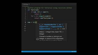 How to find factorial of a number using recursion method in python|| #shorts #programming