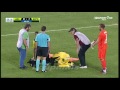 greek stretcher bearers drop injured player while taking him off pitch