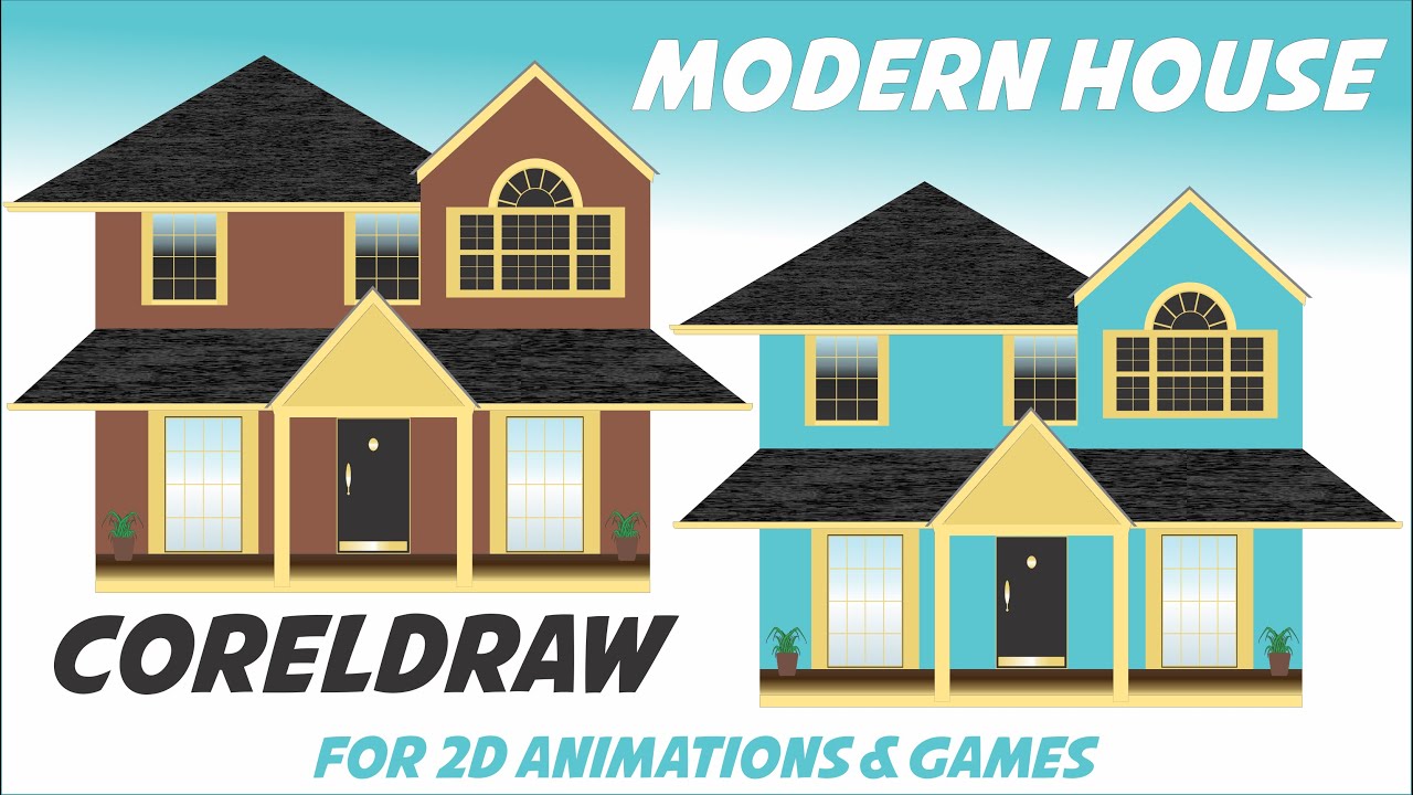 CorelDraw Tutorial - Modern House | How To Draw 2D Props & Game Assets ...