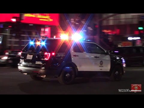 LAPD Ford Explorer Using PA System While Responding Code 3 in Hollywood LAPD Ford Explorer Using PA System While Responding Code 3 in Hollywood