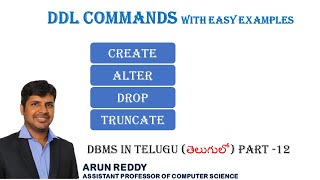 DBMS IN TELUGU PART 12 - DDL COMMAND IN TELUGU | SQL COMMANDS IN TELUGU | SQL TUTORIAL IN TELUGU |