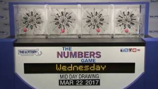Midday Numbers Game Drawing: Wednesday, March 22, 2017
