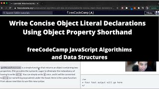 Write Concise Object Literal Declarations Using Object Property Shorthand (ES6) freeCodeCamp