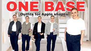 10 CASUAL OUTFITS with JEANS & T-SHIRT for plus size APPLE SHAPES