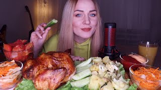 EATING | Курица гриль, картофель, закуски| Grilled chicken не MUKBANG